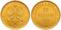 Finnland 20 Markkaa Gold Nikolaus II. von Russland 1894-1917.