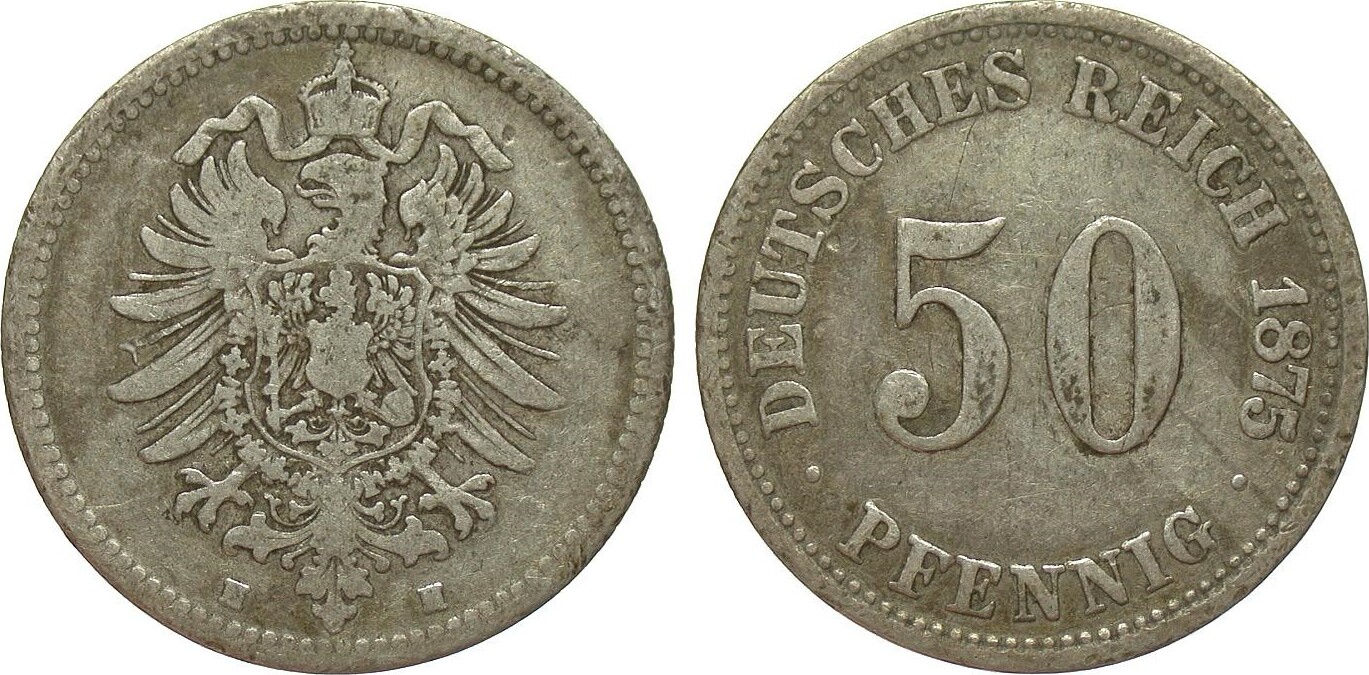 Kaiserreich 50 Pfennig 1875 H schön MA Shops