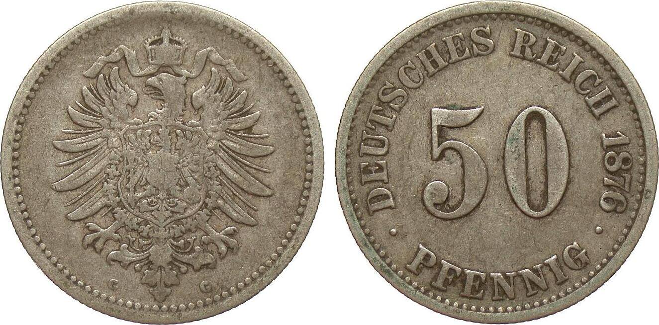 Kaiserreich 50 Pfennig 1876 G fast sehr schön MA Shops