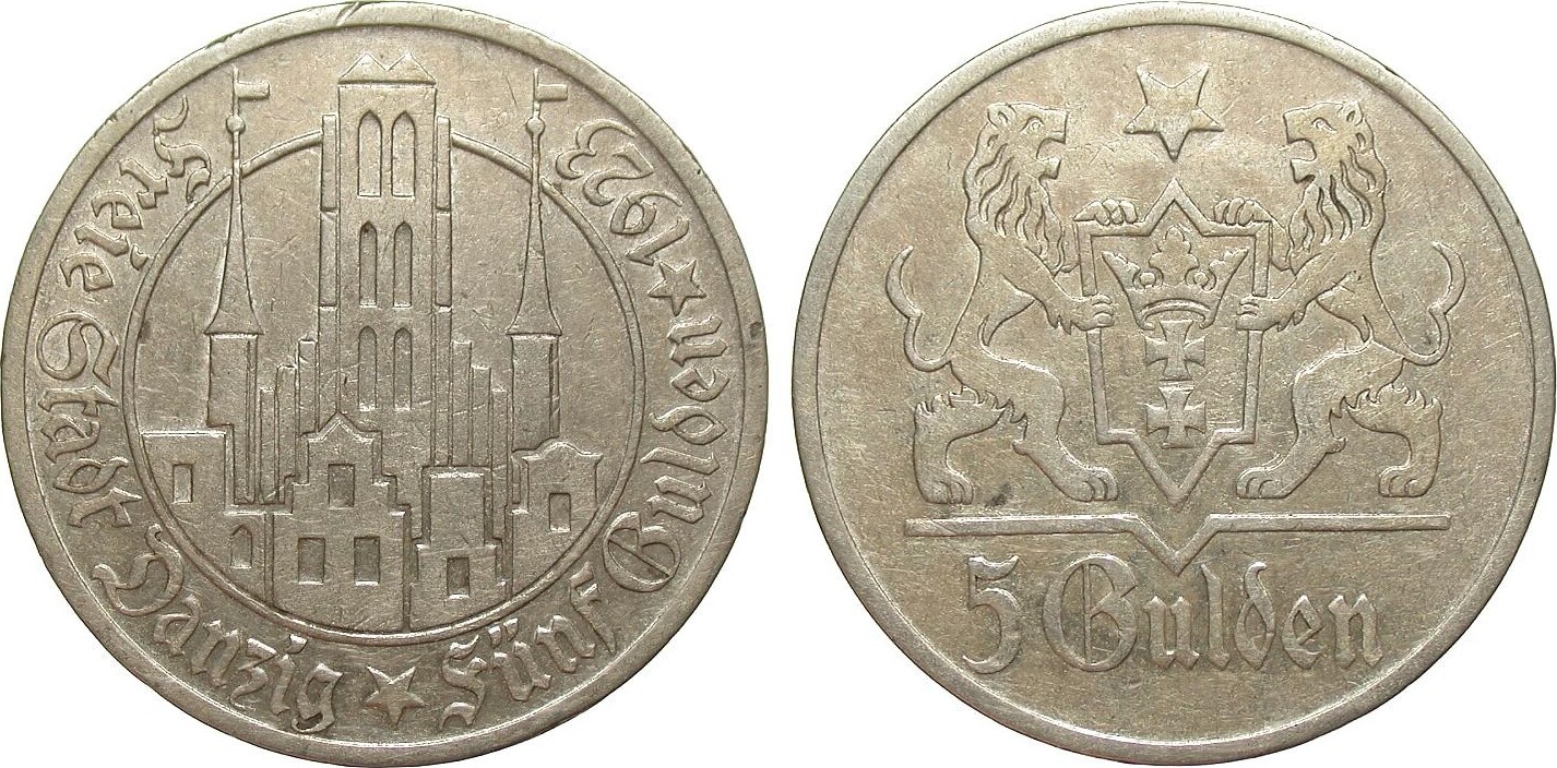 Kolonien Und Nebengebiete 5 Gulden Danzig Marienkirche 1923 Kl