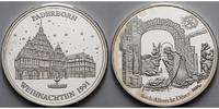 Paderborn Medaille<br>14,85g <br>fein<br>35mm Ø Medaille in Silber, Weihnachten 1991, Rathausplatz, inkl.Kapsel&Etui&Zertifikat