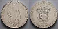 Panama 20 Balboas,<br> 62 mm Ø, <br>119,88 g.fein Simon Bolivar (1783-1830) lose, ohne Kapsel, <b>zum Silberwert</b>
