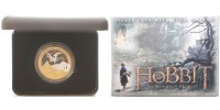 Neuseeland 1 Dollar Hobbit-Smaug and the Lonely Mountain, <b> 2. vergoldete Münze zum Kinofilm 2013,