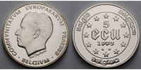 Belgien 22,85 g roh<br> 38 mm Ø 5 ECU - Präsidentschaft,