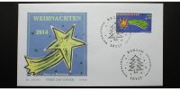 Deutschland 0,60 Cent <br> plus 30 Cent Weihnachten "2014" Ersttagsbrief (FDC) ,<b>nassklebend,</b> Stempel "Tannenbaum" Foto