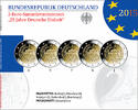 Deutschland 2 Euro<br> 5x 25 Jahre Deutsche Einheit,<br><b>kompl. Satz </b> (5 Prägestätten)<br><b> Foto