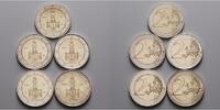 Deutschland 2 Euro<br> 5x Frankfurter Paulskirche in Hessen,<br><b>kompl. Satz </b> (5 Prägestätten) Foto