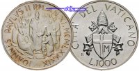 Vatikan 1000 Lire Papst Johannes Paul II. 11.Pontifikatsjahr, -Archivbild-