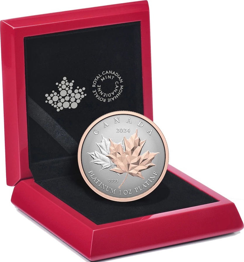 Kanada 300 2024 1 oz Platinmünze Maple Leaf Forever Roségold