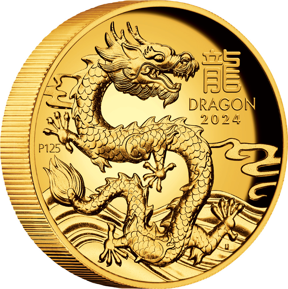 Australien 100 2024 1 oz Goldmünze Lunar III Jahr des Drachen High