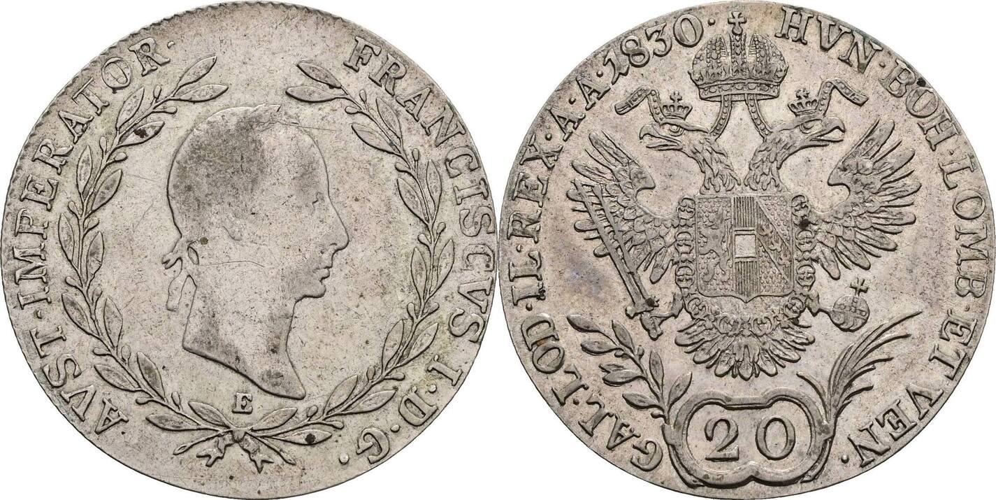 Österreich Franz II I 1792 1835 20 Kreuzer 1830 E Karlsburg ss MA