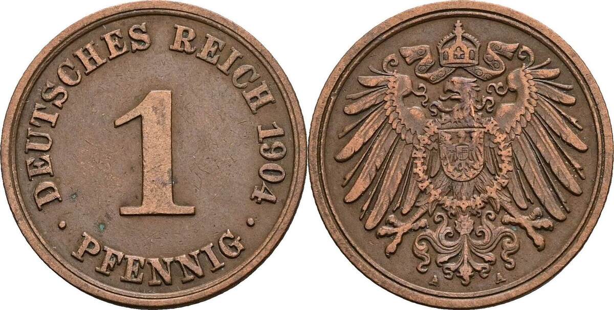 Deutsches Reich 1 Pfennig 1904 A Ss MA Shops