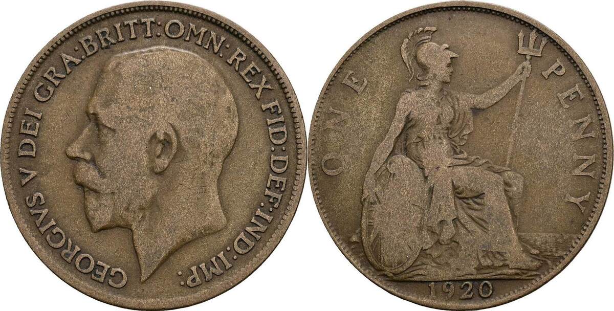 Großbritannien 1 Penny 1920 ss MA Shops