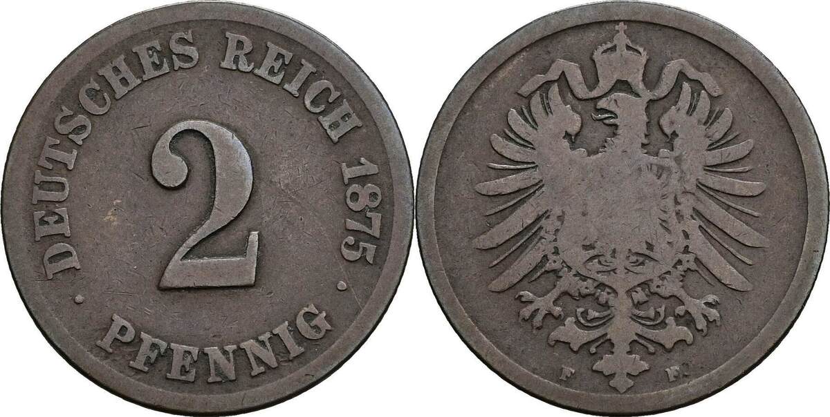 Deutsches Reich 2 Pfennig 1875 F S Ss MA Shops