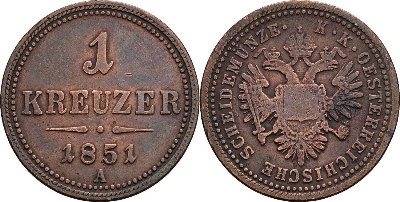 Österreich Kaiser Franz Joseph I 1 Kreuzer 1851 A Wien s ss MA Shops