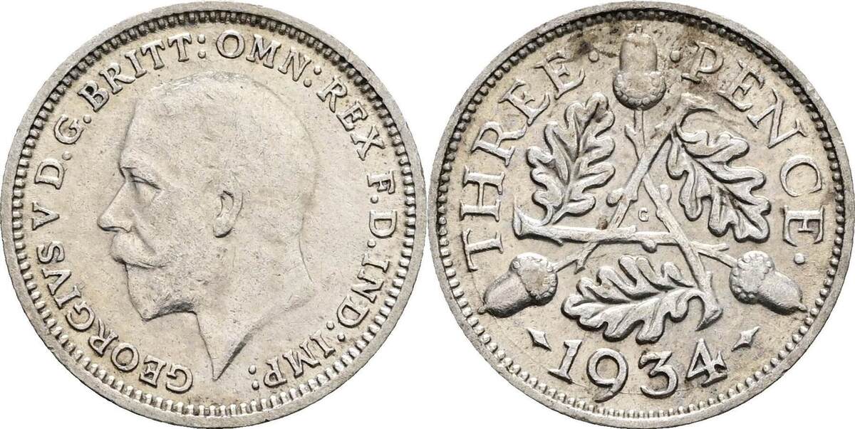 Großbritannien 3 Pence 1934 ss MA Shops