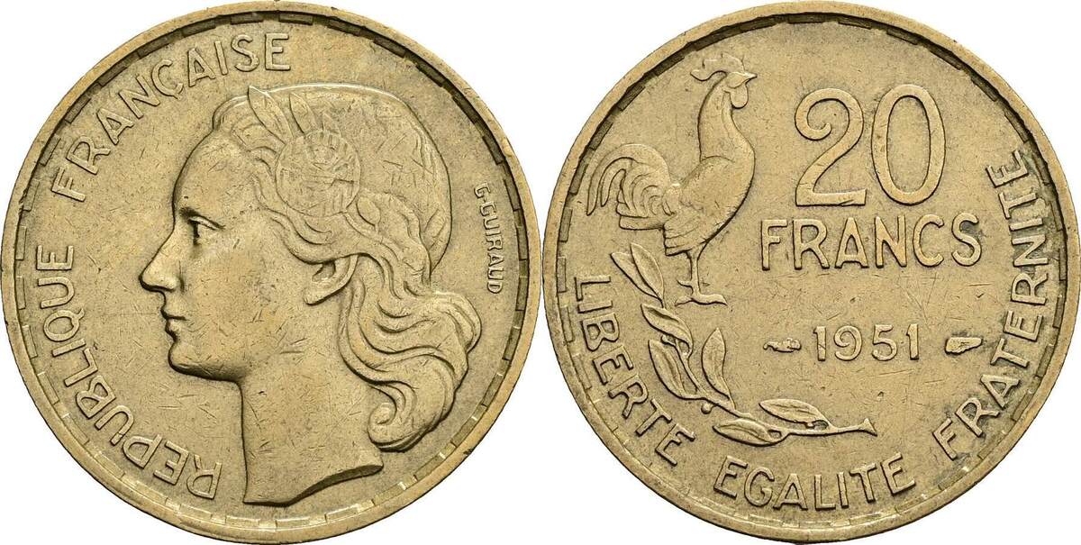 Frankreich 20 Francs 1951 Ss MA Shops