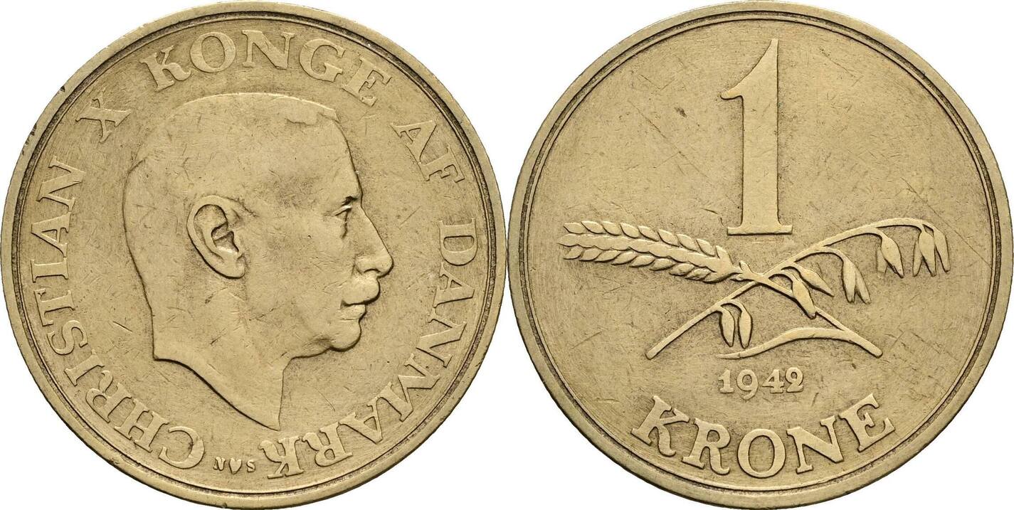 Dänemark 1 Krone 1942 ss MA Shops