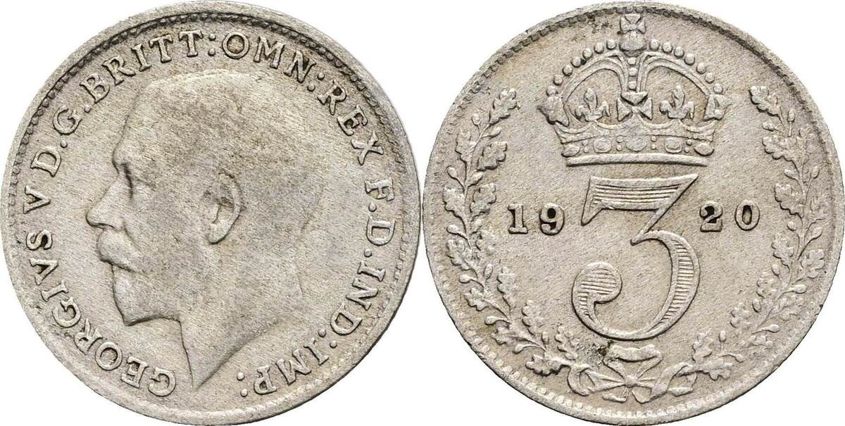 Großbritannien 3 Pence 1920 ss MA Shops