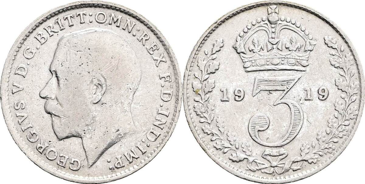 Großbritannien 3 Pence 1919 ss MA Shops