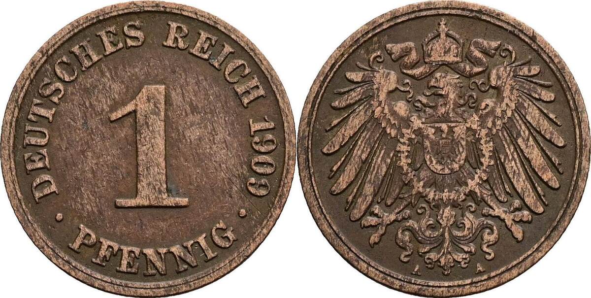 Deutsches Reich 1 Pfennig 1909 A Ss MA Shops