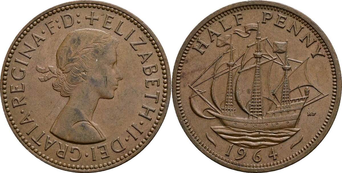 Großbritannien Half Penny 1964 ss MA Shops