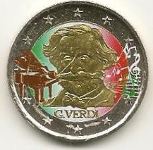 Gekleurde euromunten 2 Euro Italië 2013 Verdi Gekleurd 10 MA Shops