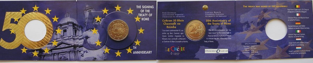 2 Euro Ierland 2007 Verdrag Van Rome In Coincard St MA Shops