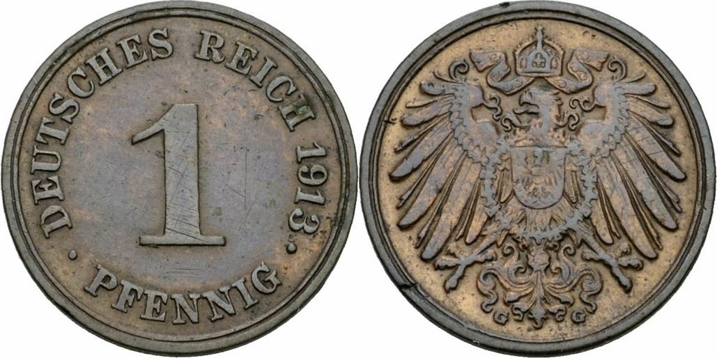 Deutsches Reich Pfennig G Karlsruhe Gro Er Adler Kaiserreich