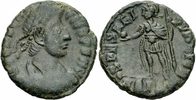 Rom Kaiserreich 1/2 Centenionalis Constantius II Scarce Bronze Siscia 355-361 SPES REI PVBLICE Globe Spear RIC 408