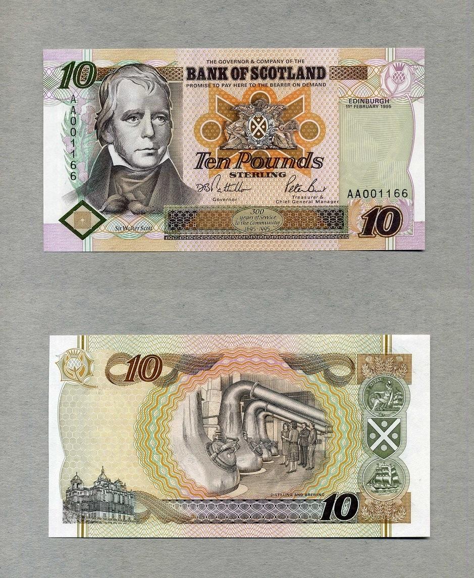 Bank of Scotland 10 Pounds 01.2.1995 P.120a unc ...