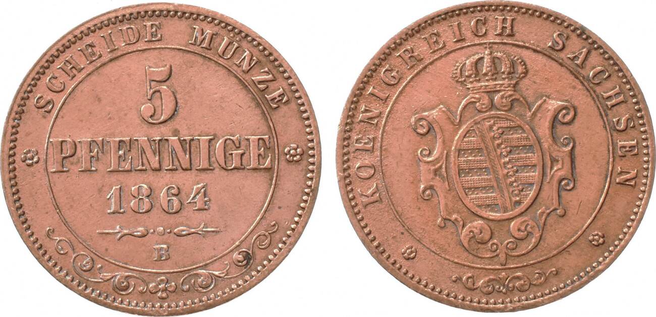 Deutschland 5 Pfennig 1864 B Ss | MA-Shops