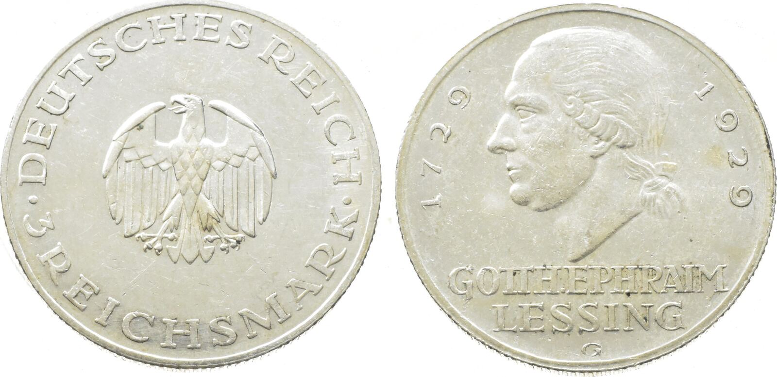 Deutschland 3 Reichsmark 1929 G 200. Geburtstag von Gotthold Ephraim ...