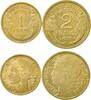 Frankreich 1 & 2 Francs Zwei Münzen 1 Franc 1934 & 2 Francs 1939 -