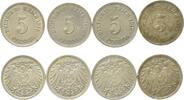 Deutschland 4 x 5 Pfennig Lot von 4 X 5 Pfennig grosser Adler -