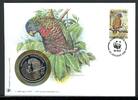 St. Lucia 1996 Numisbrief Medaille Blaustirnamazone 30 Jahre WWF, CuNi PP -