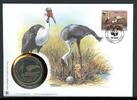 Malawi 1987 Numisbrief Medaille Kranich 30 Jahre WWF, CuNi PP -