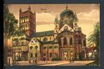 AK Neuss 1925 Quirinusmünster coloriert mit Bahnpoststempel -