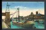 AK Neuss 1914 Hafen mit Schiff beim be-/entladen, coloriert -