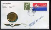Bund/ Frankreich 1989 Space Medal-Brief Nr. 28, Ariane V30, Tele-X -