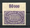 Deutsches Reich Deutsches Reich Infla MiNr. 255 U Oberrand postfrisch geprüft Oechsner MiNr. 255 U Oberrand Infla geprüft Oechsner -