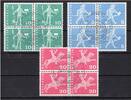 Schweiz Schweiz MiNr. 355, 356, 358 R Ersttagsstempel als 4er Bl., Befund Renggli MiNr. 355, 356, 358 R als 4er Bl., Befund Renggli -