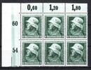 Deutsches Reich Deutsches Reich MiNr. 569 y postfrisch als 6er Block Eckrand ol, gefaltet MiNr. 569 y als 6er Block Eckrand ol, gefaltet -