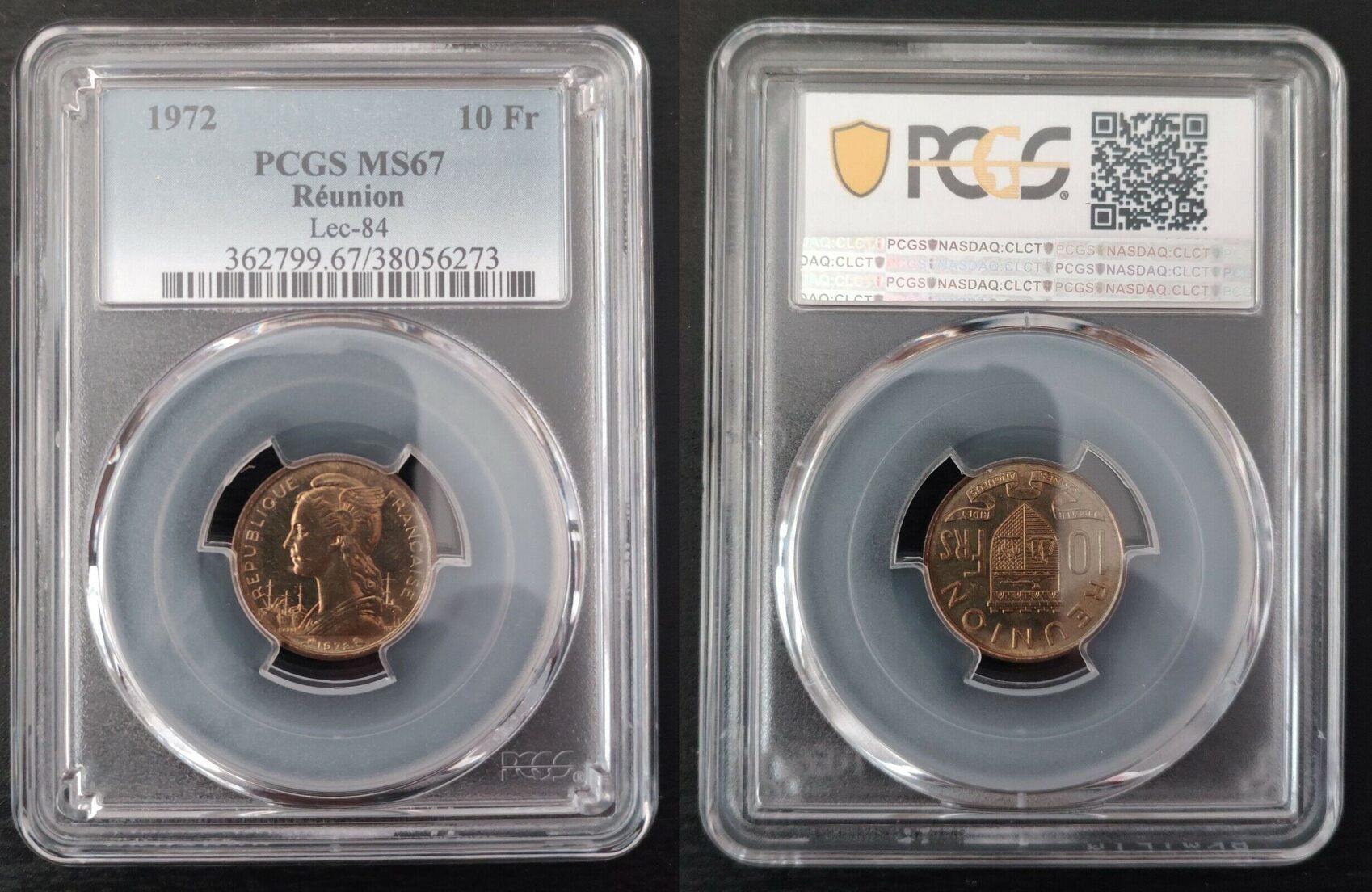 10 FRANCS 1972 REUNION EXTREMELY RARE UNC COIN YEAR KM 10a PCGS GRADING 10-francs-1972-reunion-extremely-rare-unc-coin-year-km-10a-pcgs-grading
