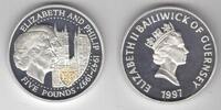 5 POUNDS GUERNSEY - SILVER PROOF COIN YEAR GOLDEN WEDDING KM#71a -