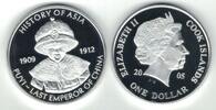 COOK ISLANDS SILVERED PROOFLIKE 1$ COIN YEAR HISTORY ASIA PUYI LAST EMPEROR -