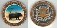 250 SHILLINGS SOMALIA COLORED TRIMETAL UNC COIN YEAR KM#48a HIPPO -
