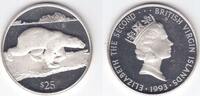 BRITISH VIRGIN ISLANDS SILVER PROOF 25$ COIN YEAR KM#146 POLAR BEAR -