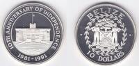 BELIZE SILVER 10$ PROOF COIN YEAR KM#102a 10th ANNI INDEPENDENCE FDC -