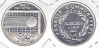 10000000 LIRA TURKEY SILVER PROOF COIN 2001 YEAR FIFA WORLD CUP KOREA JAPAN -